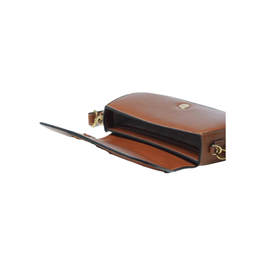 Megoha Classic Brown Leather Baguette Bag