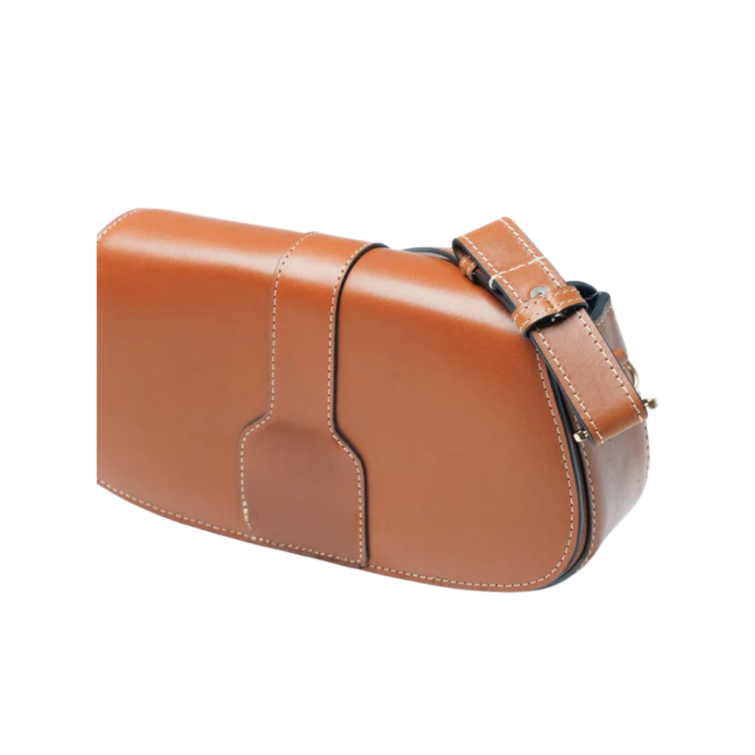 Megoha Classic Brown Leather Baguette Bag